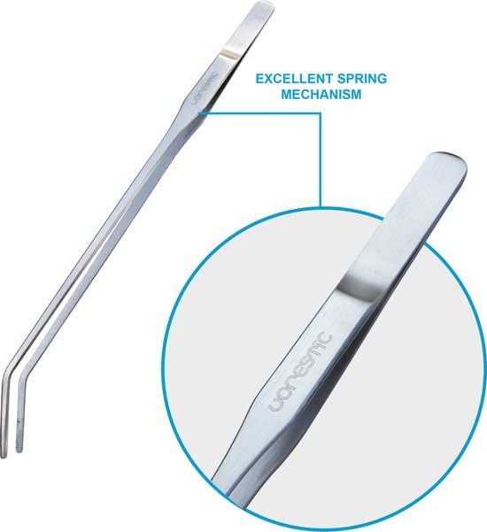 2 Pcs 10.6 Inches Heavy Duty Reptile Feeding Tongs, Long Aquarium Tweezers, Straight and Curved Long Tweezers for Aquarium and Terrarium-PurrikoPets