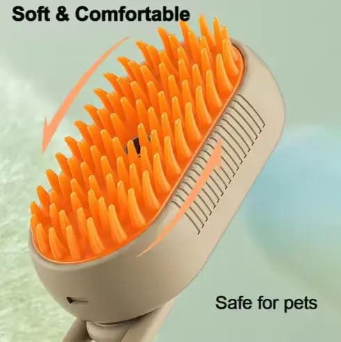 3-in-1 Cat Grooming Brush – Water Spray & Self-Cleaning Shedding Brush for Cats & Dogs – Pet Hair Removal & Massage Comb for Long & Short Hair (beige).-PurrikoPets