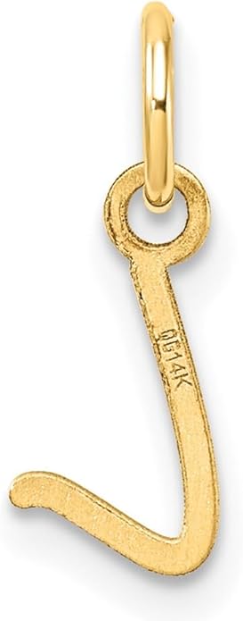 Jewelry Affairs 14K Yellow Gold Script Alphabet Initial Letter Charm Pendant, 14mm