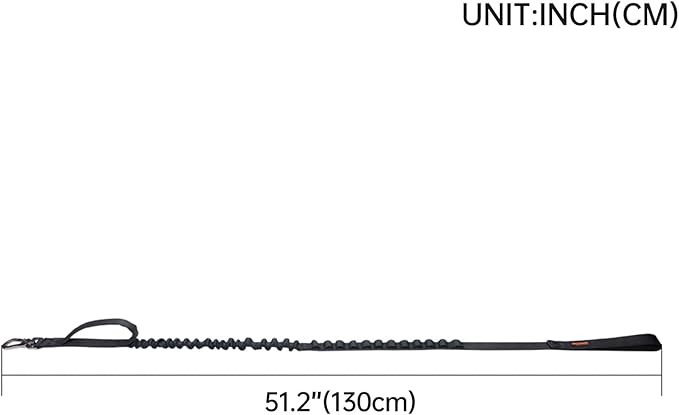 EXCELLENT ELITE SPANKER Tactical Bungee Dog Leash Military Adjustable Dog Leash Quick Release Elastic Leads Rope with 2 Control Handle(Black-PurrikoPets