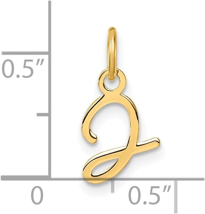 Jewelry Affairs 14K Yellow Gold Script Alphabet Initial Letter Charm Pendant, 14mm