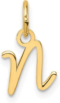 Jewelry Affairs 14K Yellow Gold Script Alphabet Initial Letter Charm Pendant, 14mm