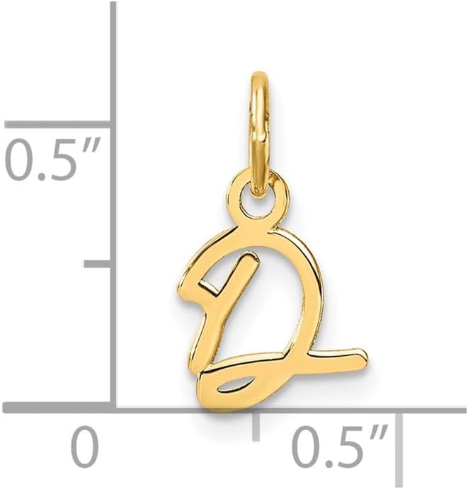 Jewelry Affairs 14K Yellow Gold Script Alphabet Initial Letter Charm Pendant, 14mm