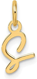 Jewelry Affairs 14K Yellow Gold Script Alphabet Initial Letter Charm Pendant, 14mm