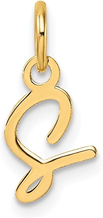 Jewelry Affairs 14K Yellow Gold Script Alphabet Initial Letter Charm Pendant, 14mm