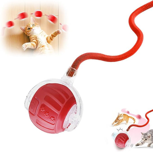 2026 New Interactive Pet Toy Ball, Smart Interactive Toy Ball for Cats & Dogs, Electric Rolling Pet Toy Ball, Rechargeable Interactive Cat Toys for Bored Indoor Cats Kittens to Keep Busy (Red)-PurrikoPets
