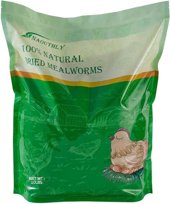 10lbs Dried Mealworms - Premium Non-GMO Chicken Feed, Nutritious High Protein Meal Worms- Food and Treats for Laying Hens, Wild Birds, Ducks, Chicken-PurrikoPets