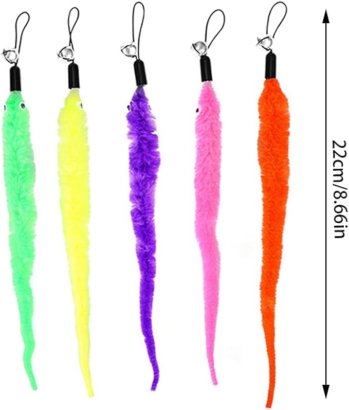 24 PCS Cat Worm Toy Refills Cat Wand Toy Replacement Interactive Wand Accessories Feather Worm Teaser Refills Attachment-PurrikoPets