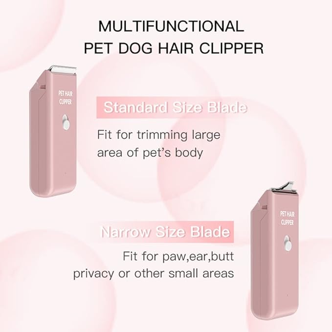 Feet Hair Trimmer, Dog Clippers,Quiet Washable USB Rechargeable Cordless Dog Grooming Kit,Electric Pets Hair Trimmers Shaver Shears for Dogs and Cats Pink-PurrikoPets