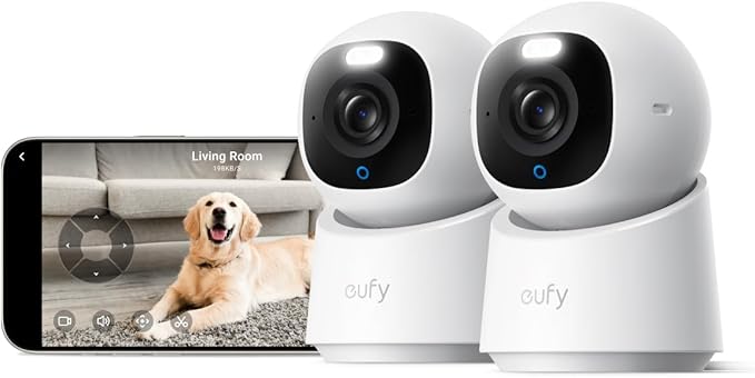 eufy Indoor Cam E30 2-Cam Kit, Latest Generation, 4K UHD Security Camera, Pet/Dog/Baby Camera with Phone app, Color Night Vision, Human/Pet Auto Tracking, 360 Pan-Tilt, Works with Homekit-PurrikoPets