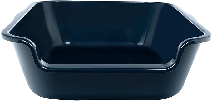 1 Pack of Extra Large Cat Litter Box (ABS Material), Low Entry Senior Litter Pen for Geriatric Kitty Big Cats, Jumbo Pet Safe Litter Boxes Tray for Pets Potty (Dark Blue, 20" L x 15.5" W)-PurrikoPets