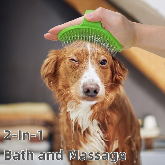 4-Pack Silicone Cat Brush Set, Pet Scratcher and Massager – Adjustable Pet Deshedding Brush, Bath Brush for Cats and Dogs, Suitable for Furniture Legs & Corners (Needle Style - 2PCS (Blue + Green))-PurrikoPets