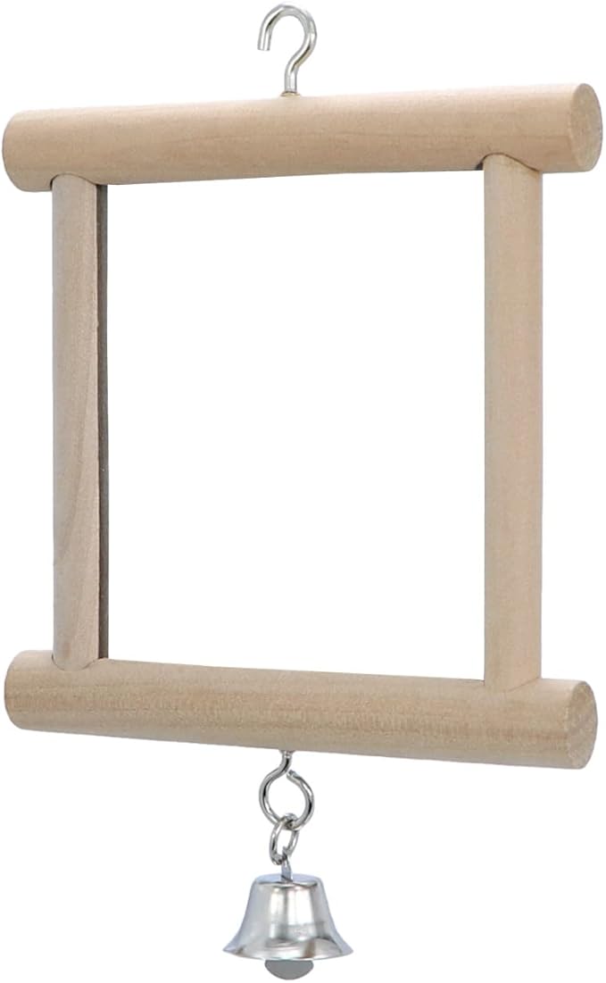 4 PCS Bird Mirror with Bell Parrot Hanging Interactive Playing Toy for Cockatiel Parakeets Canaries Budgie Cage Accessories-PurrikoPets