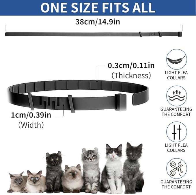 4 Pack Flea Collar for Cats, 32 Months Flea and Tick Prevention for Cats, Waterproof Cat Flea Collar, Natural Cat Flea and Tick Treatment, Adjustable Flea and Tick Collar for Cats Kittens(4 Colors)-PurrikoPets