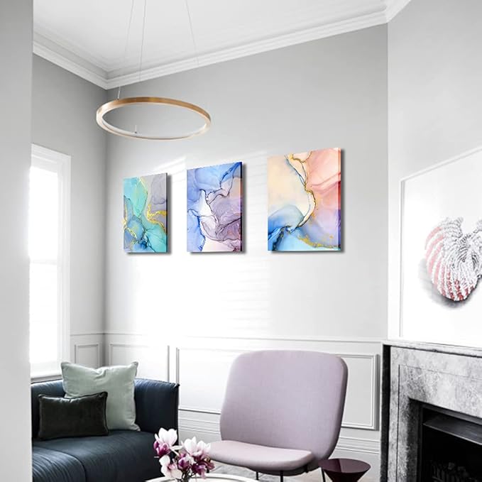 Abstract Wall Decor For Living Room Canvas Wall Art Paintings For Bedroom Colorful Color Abstract Wall Artworks Pictures For Office Kitchen Decoration Bathroom Home Decorations Art 3 Piece 12x16 Inch-PurrikoPets