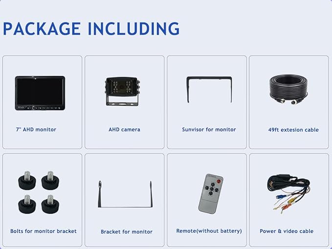 AHD 1080P 7" Reverse Rear View Backup Camera System, Camera with Night Vision Waterproof IP69K Vibration-Proof 10G for Tractor/Truck/Bus/Motorhome/Excavator/Caravan/Skid Steer/Harvester-PurrikoPets