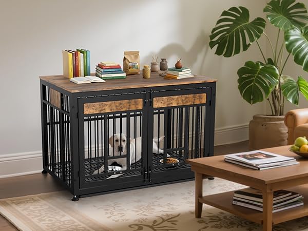 48 Inch Heavy Duty Dog Crate Furniture for Large Dogs, Decorative Pet House End Table, Extra Large Wooden Cage Kennel Furniture Indoor-PurrikoPets