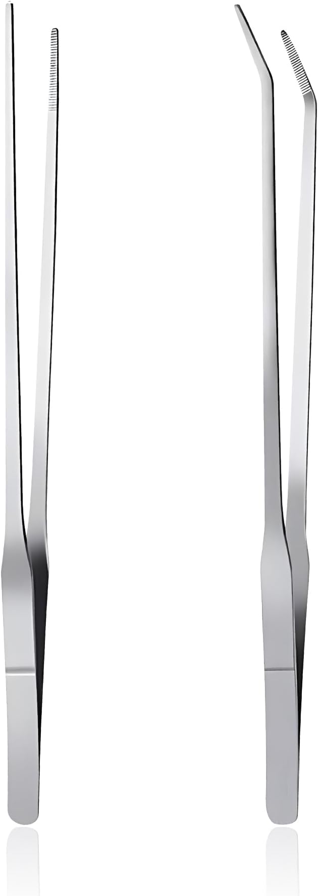 Feeding Tongs 2pcs Stainless Steel Aquarium Long Tweezers 27cm/10.6 inches Straight Curved Tweezers for Fish Tank Aquatic Plants Reptile Lizard Gecko Snake Spider Bird-PurrikoPets