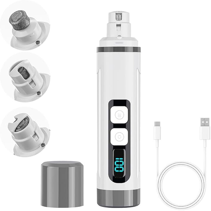 Dog Nail Grinder Quiet-2025 Release Ultra-Quiet Dog & Cat Nail Grinder with LED Light & Battery Display - Painless Nail Trimmer for Small to Large Pets, Thick Nails, and Sensitive Paws-PurrikoPets