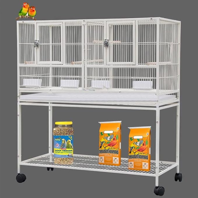 1/2/3-Combo Stacker Center Divided Breeder Breeding Bird Flight Double Rolling Cage for Aviaries Canaries Cockatiels Lovebirds Finches Budgies Small Parrots-PurrikoPets