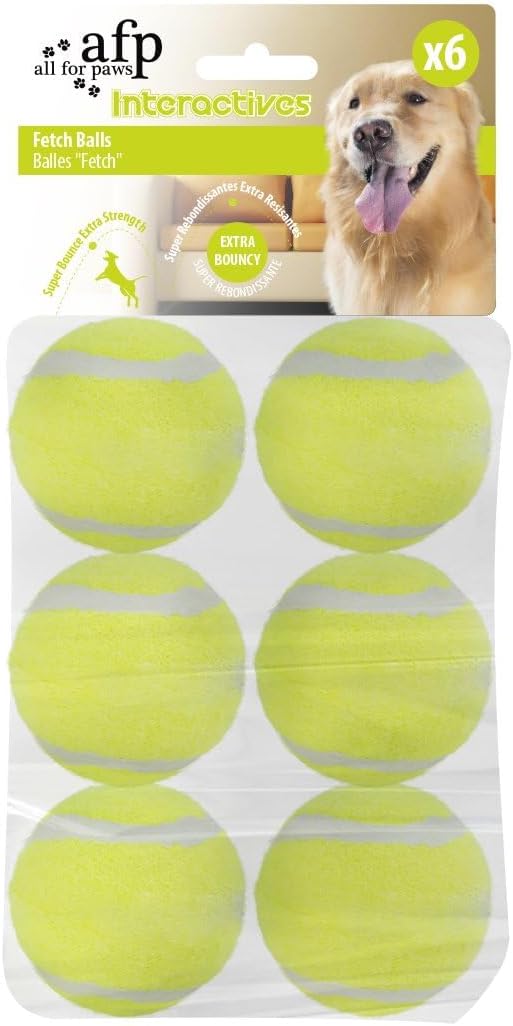 ALL FOR PAWS Dog Tennis Balls for Dogs, Great for Mini Ball Launcher, 6 Pack 2 Inch Tennis Balls-PurrikoPets