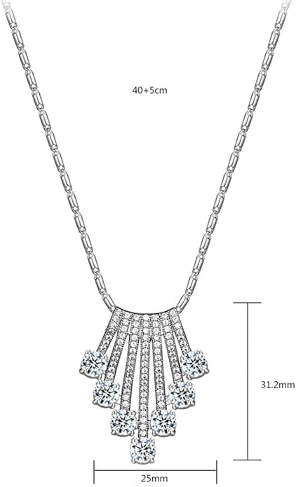 Fan-Shaped Moissanite Pendant Necklace for Women, 14K Gold Clavicle Chain, Fashion-Forward Present for Her