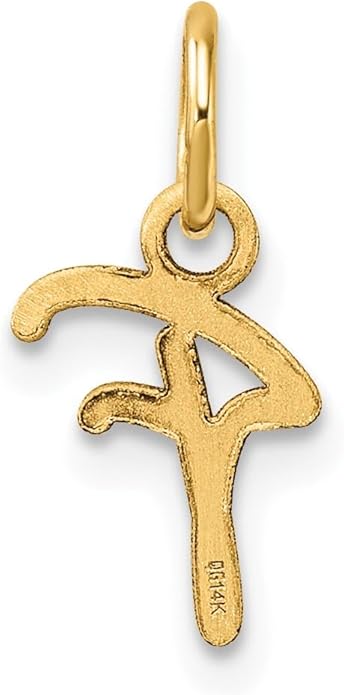 Jewelry Affairs 14K Yellow Gold Script Alphabet Initial Letter Charm Pendant, 14mm