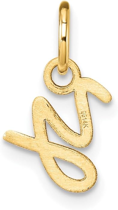 Jewelry Affairs 14K Yellow Gold Script Alphabet Initial Letter Charm Pendant, 14mm