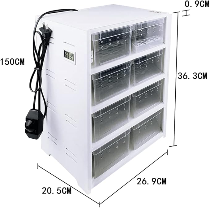 8-Grid Acrylic Pet Breeding Box,Large Reptile Enclosure with Hygrometer&Heating Pad,Lizard Spider Snake Tortoise Cage Pet Snake Terrarium Tank Multipurpose Multipurpose Feeding Box,White.-PurrikoPets