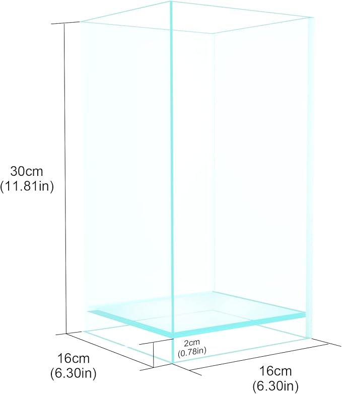 Fzone 2 Gal Nano Rimless Aquarium Low Iron Fish Tank NovaClear Ultra-White Translucent Glass Verso Series Nano Shallow Pond Levitating Floating Air Aquarium(A16-H30)-PurrikoPets