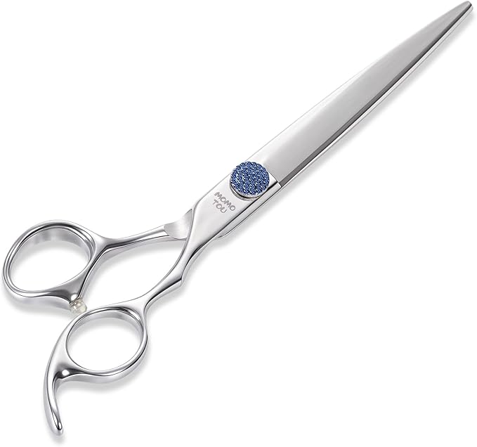 7.5'' Dog Grooming Scissors CNC 440C Blades Sharp and Durable Polished Straight Dog Shears with Blue Diamond Adustable Screws Easy to Use for Groomer and Home User-PurrikoPets