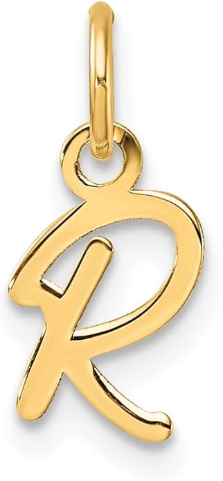 Jewelry Affairs 14K Yellow Gold Script Alphabet Initial Letter Charm Pendant, 14mm