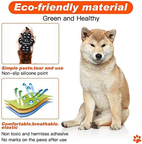 Dog Paw Protector Gripper Traction Pads,Dog Paw Covers,Foot Stickers in Summer Hot/Winter Cold Pavement,Dog Shoes Booties Socks Replacement,12 Sets (48 pcs) XXXL Black-PurrikoPets