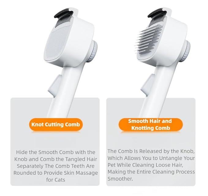 Adjustable Comb for Cats & Dogs: 2-in-1 Deshedding Brush with Hair Removal Board, Dematting Tool for Long/Short Hair - Undercoat Rake & Smooth Grooming Comb-PurrikoPets