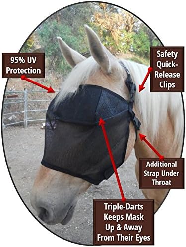 EquiVizor 95% UV Eye Protection (XL) Standard Horse Fly Mask - Help with Uveitis, Corneal Ulcer, Light Sensitivity. Designed to Stay On Your Horse.-PurrikoPets