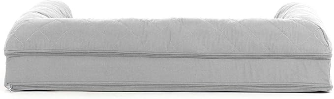 Furhaven Cooling Gel Dog Bed for Medium/Small Dogs w/ Removable Bolsters & Washable Cover, For Dogs Up to 35 lbs - Quilted Sofa - Silver Gray, Medium-PurrikoPets