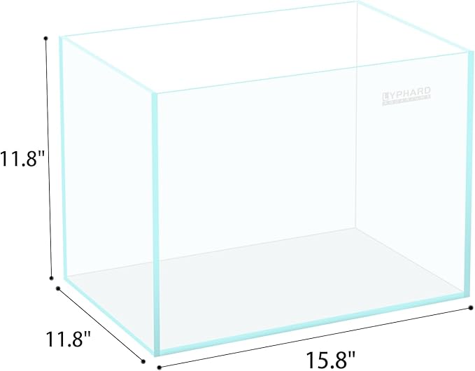 9.5 Gallon Rimless Aquarium, Ultra Clear Glass Low Iron Small Fish Tank for Betta, L15.7×W11.8×H11.8 Inches Thickness 5mm with EVA Foam Mat Included-PurrikoPets
