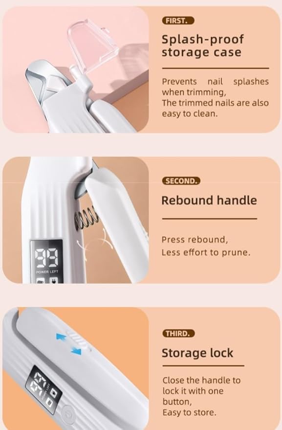 2-in-1 Dog Nail Trimmers & Dog Nail Grinder with 2 LED Lights, USB Rechargeable, Cat Nail Clipper with Splash Guard, and Multiple Grinding Methods for Small, Medium, and Large Dogs & Cats-PurrikoPets