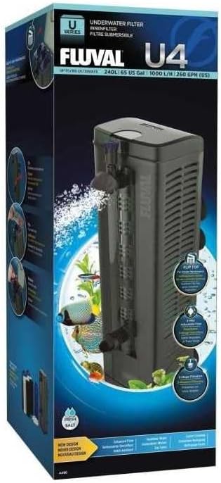 Fluval U4 Underwater Filter, Freshwater and Saltwater Aquarium Filter, A480,Black-PurrikoPets