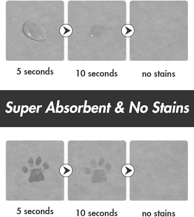 Absorbent Dog Food Mat-Dog Mat for Food and Water Bowl, Quick Dry Pet Food Mat, No Stains Cat Feeding mat, Pet Accessories Pet Supplies-Cat Water Bowl Mat for Messy Drinkers-PurrikoPets
