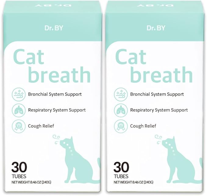 Dr.by Cat Breath Bronchial Supplements Cat Sneezing Treatment Asthma Cold Cough Nose Relief Respiratory&Immune Support with TF-343-30 lickable Formula Individually Packaged, Chicken (2 Packs (17OZ))-PurrikoPets