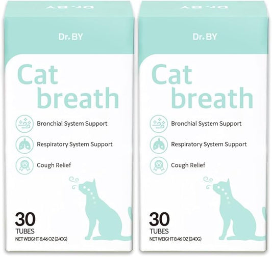 Dr.by Cat Breath Bronchial Supplements Cat Sneezing Treatment Asthma Cold Cough Nose Relief Respiratory&Immune Support with TF-343-30 lickable Formula Individually Packaged, Chicken (2 Packs (17OZ))-PurrikoPets
