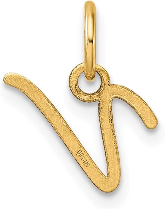 Jewelry Affairs 14K Yellow Gold Script Alphabet Initial Letter Charm Pendant, 14mm