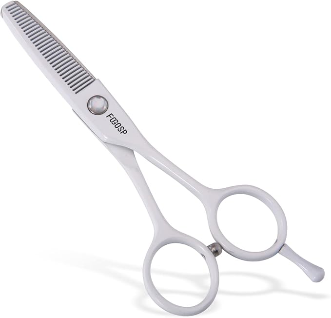 5 in Thinning Shears for Dogs Grooming Face for Small Dogs Eyes Face Paw Professional Small Cat Grooming Scissors(5" Blender,White)-PurrikoPets