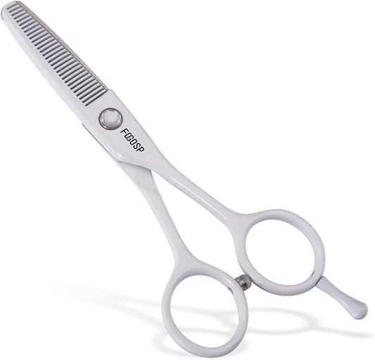 5 in Thinning Shears for Dogs Grooming Face for Small Dogs Eyes Face Paw Professional Small Cat Grooming Scissors(5" Blender,White)-PurrikoPets