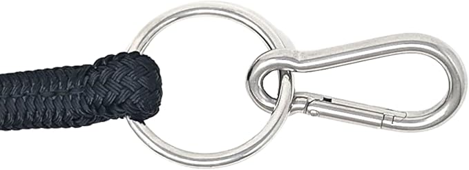 22' Long Line with SS O Ring and Carabiner (Black with Beige)-PurrikoPets