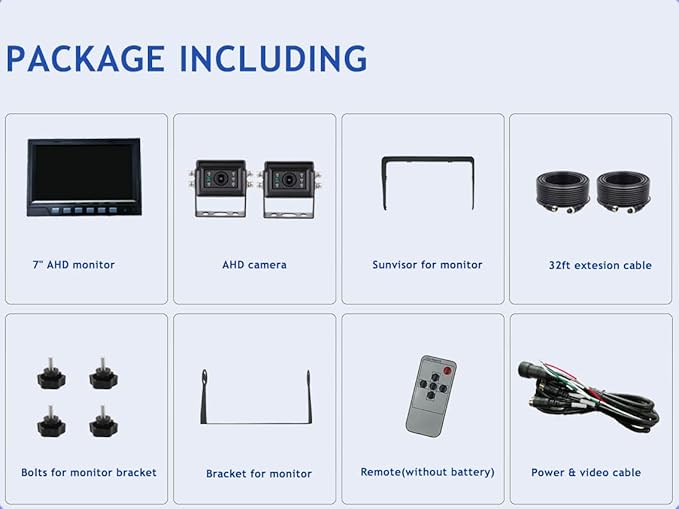 AHD 1080P Wired Reverse Rear View Backup Camera System,2 IR Camera with Waterproof IP69K, 7" Single View Monitor with TVS Protector,Vibration-Proof 10G for Tractor/Truck/Skid Steer/Heavy Equipment-PurrikoPets