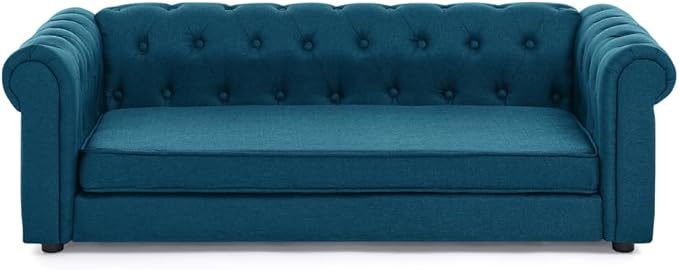 Dog Sofa Couch for Medium to Large Dogs, 55" Memory Foam Pet Sofa Couch with Washable Fabric, Durable Elevated Dog Bed with Legs, Removable Cushion for Medium and Large Dogs, Blue-PurrikoPets