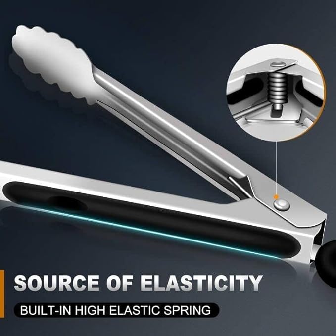 4 Pack Tongs For Cooking, Heat Resistant 600 Degrees 9",12" Stainless Steel Locking Metal Tong & 9",12" Kitchen Tongs with Silicone Tips, Non-Slip Food Silicone Tong, Heavy Duty, Non-Stick-PurrikoPets