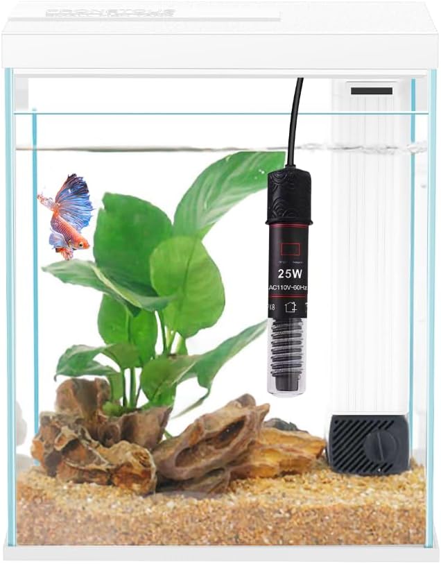 2 Gallon Glass Betta Fish Tank with Heater Filter and Light, Self-Cleaning Small Fish Tank Starter Kits.-PurrikoPets